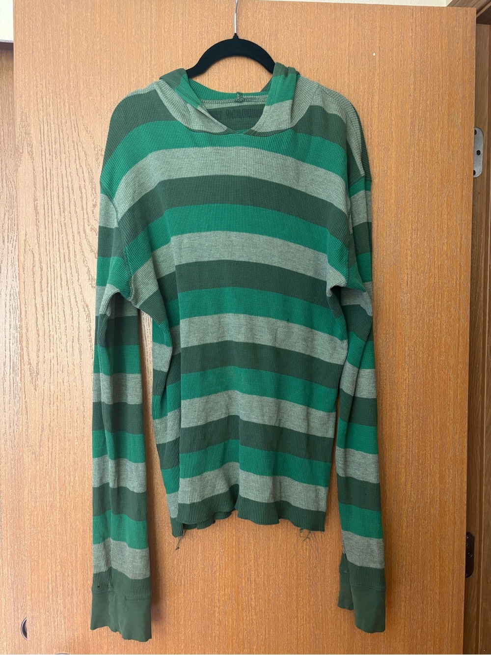 Men's Green Striped Hooded Sweater